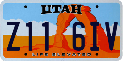 UT license plate Z116IV