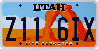 UT license plate Z116IX