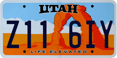 UT license plate Z116IY