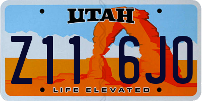 UT license plate Z116JO