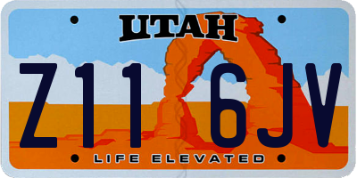 UT license plate Z116JV