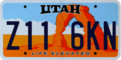 UT license plate Z116KN