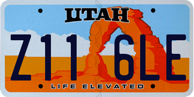 UT license plate Z116LE