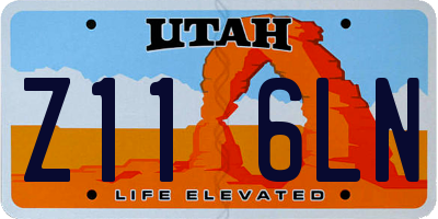 UT license plate Z116LN