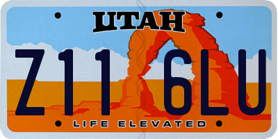 UT license plate Z116LU