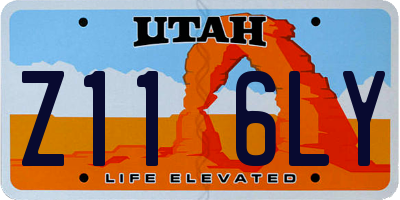 UT license plate Z116LY