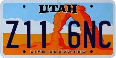 UT license plate Z116NC