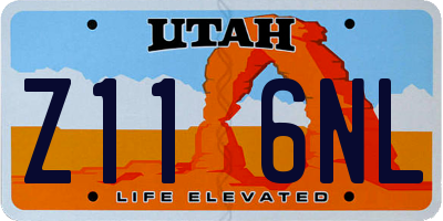 UT license plate Z116NL