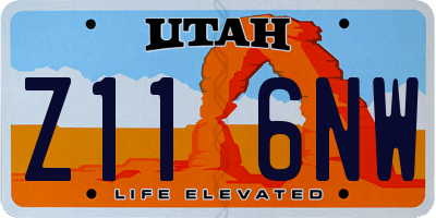 UT license plate Z116NW