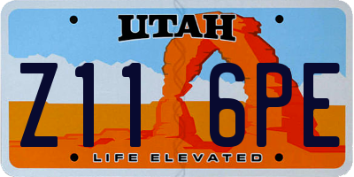 UT license plate Z116PE