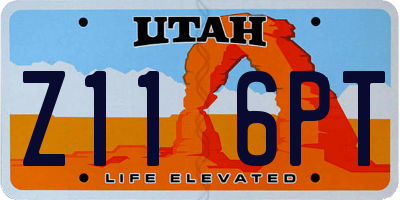 UT license plate Z116PT