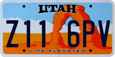 UT license plate Z116PV