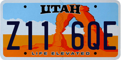 UT license plate Z116QE
