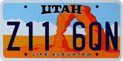 UT license plate Z116QN