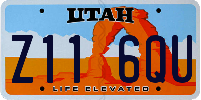 UT license plate Z116QU