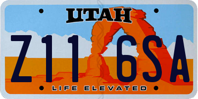 UT license plate Z116SA