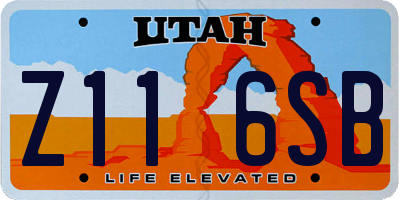 UT license plate Z116SB