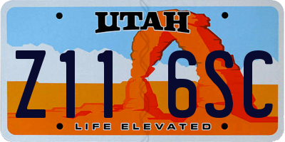 UT license plate Z116SC