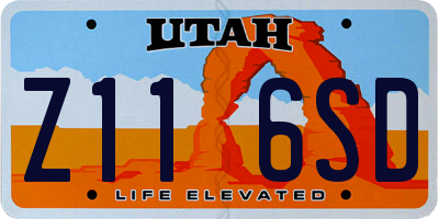 UT license plate Z116SD