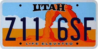 UT license plate Z116SF