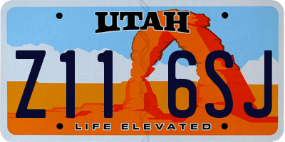 UT license plate Z116SJ