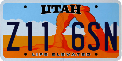 UT license plate Z116SN