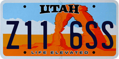 UT license plate Z116SS