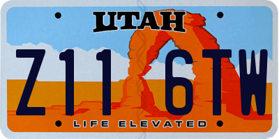 UT license plate Z116TW