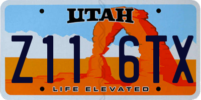 UT license plate Z116TX