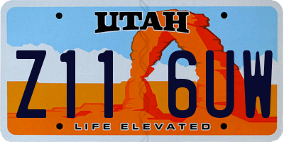 UT license plate Z116UW