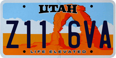 UT license plate Z116VA