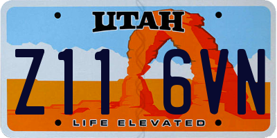 UT license plate Z116VN