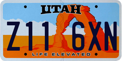 UT license plate Z116XN
