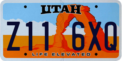 UT license plate Z116XQ