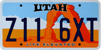 UT license plate Z116XT
