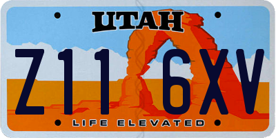 UT license plate Z116XV