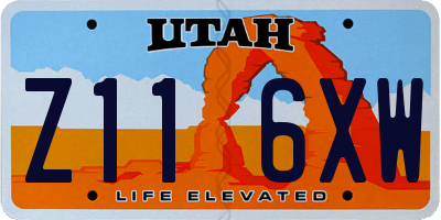 UT license plate Z116XW