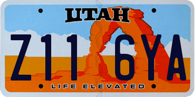 UT license plate Z116YA