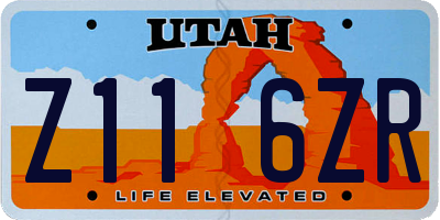 UT license plate Z116ZR