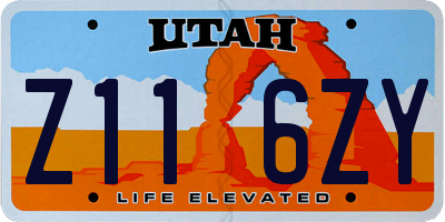 UT license plate Z116ZY
