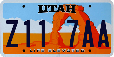 UT license plate Z117AA