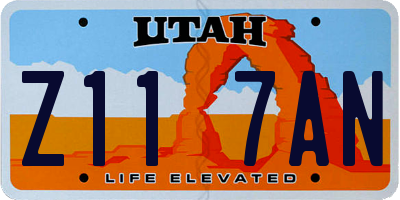 UT license plate Z117AN