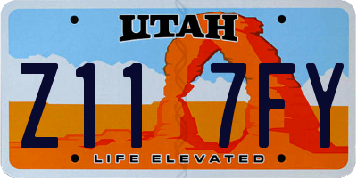 UT license plate Z117FY
