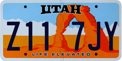 UT license plate Z117JY