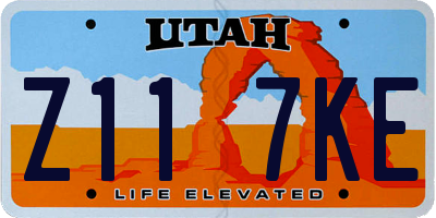 UT license plate Z117KE
