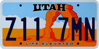 UT license plate Z117MN