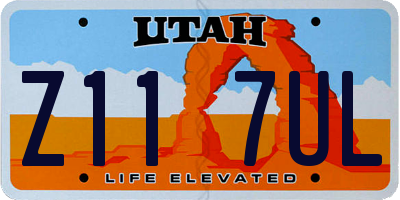 UT license plate Z117UL