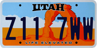 UT license plate Z117WW