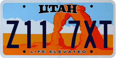 UT license plate Z117XT