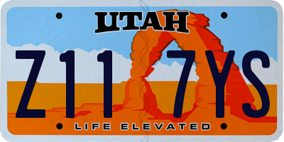 UT license plate Z117YS